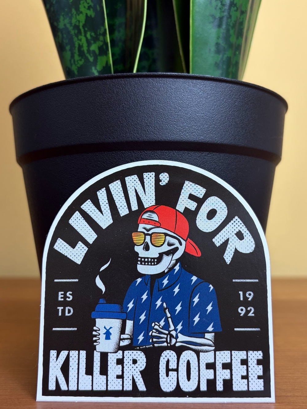 Dutch Bros Sticker Livin’ For Killer Coffee Skeleton
